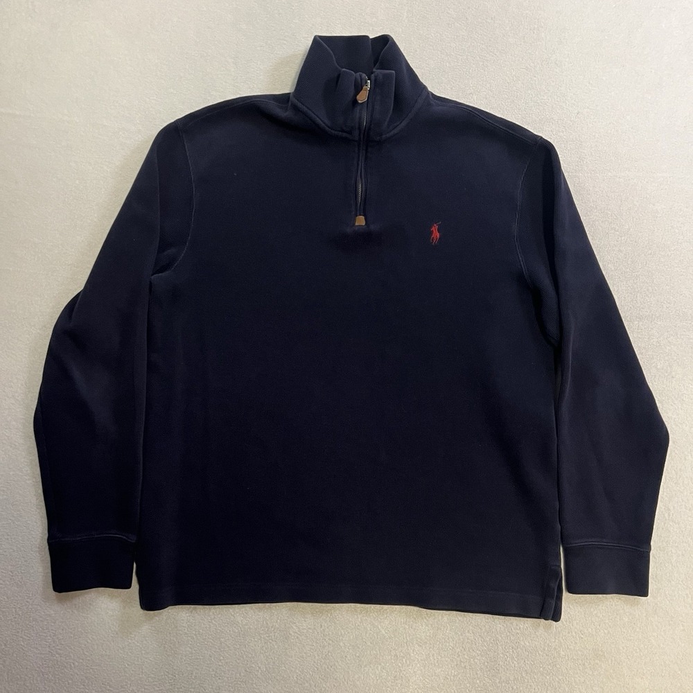 Polo Ralph Lauren Sweater Men's Size Medium Quarter Zip Pullover Blue Preppy
